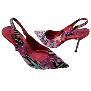 J. RENEE Luxe Vero Quoio Floral Slink Back Pointed Sexy Heel Sz 8M Chic Party